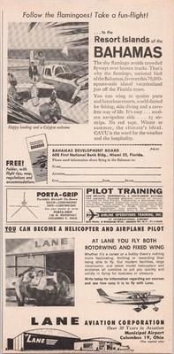 Lane Aviation Bahamas Resort Islands 1962 Vintage Print Ad Travel