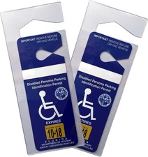 2 Pack - Clear Handicap Parking Placard Protective Holder - Rear View Mirror Dis