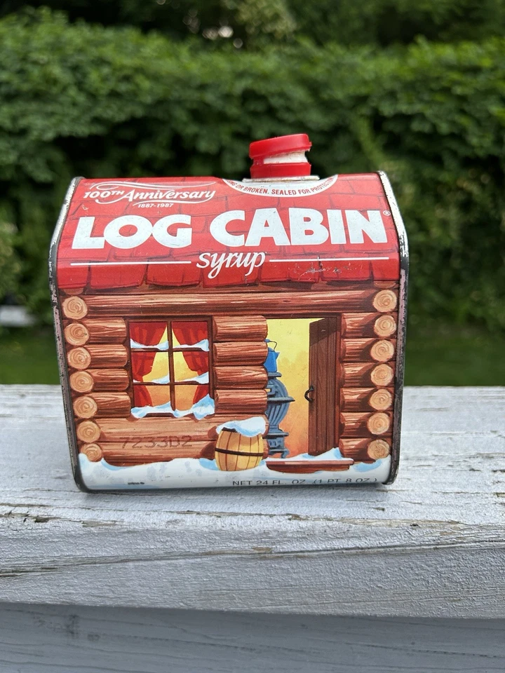 Vintage 1987 Log Cabin Syrup 100th Anniversary 24 Fl. Oz. Tin - Image 2 of 4
