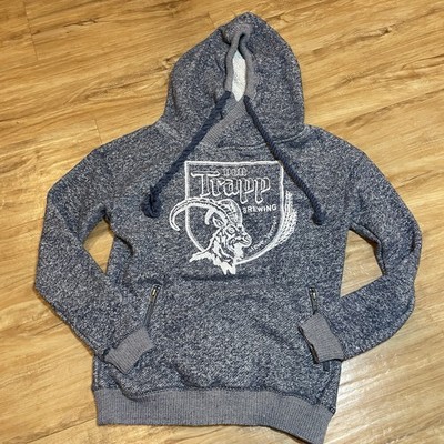 Tech styles Von Trapp Brewing Ram, Blue Gray  hoodie Sweatshirt Stowe, VT, L