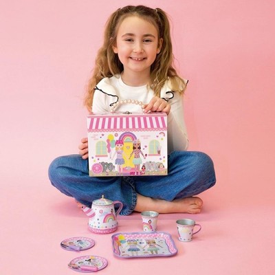Mädchen Tee Party Set Dose 9 Teile Schmetterling Rollenspiel Kindergeburtstag Geschenk Alter 3+