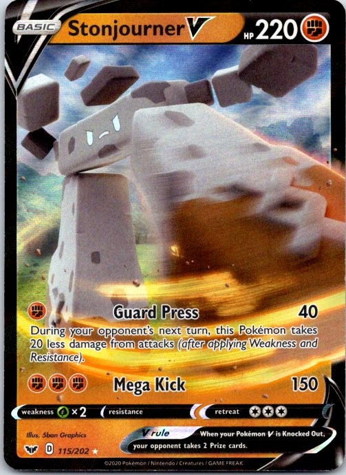 Stonjourner V Holo Ultra Rare SWSH01: Sword & Shield Base Set 115/202 NM