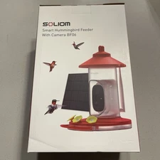 SOLIOM BF06 Hummingbird Bird Feeder with Camera Solar Power, 2K Live Video NEW
