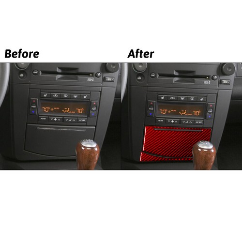 Cubierta de panel de cenicero central de fibra de carbono rojo adorno decorativo para Cadillac CTS 2003-07 - Imagen 2 de 14