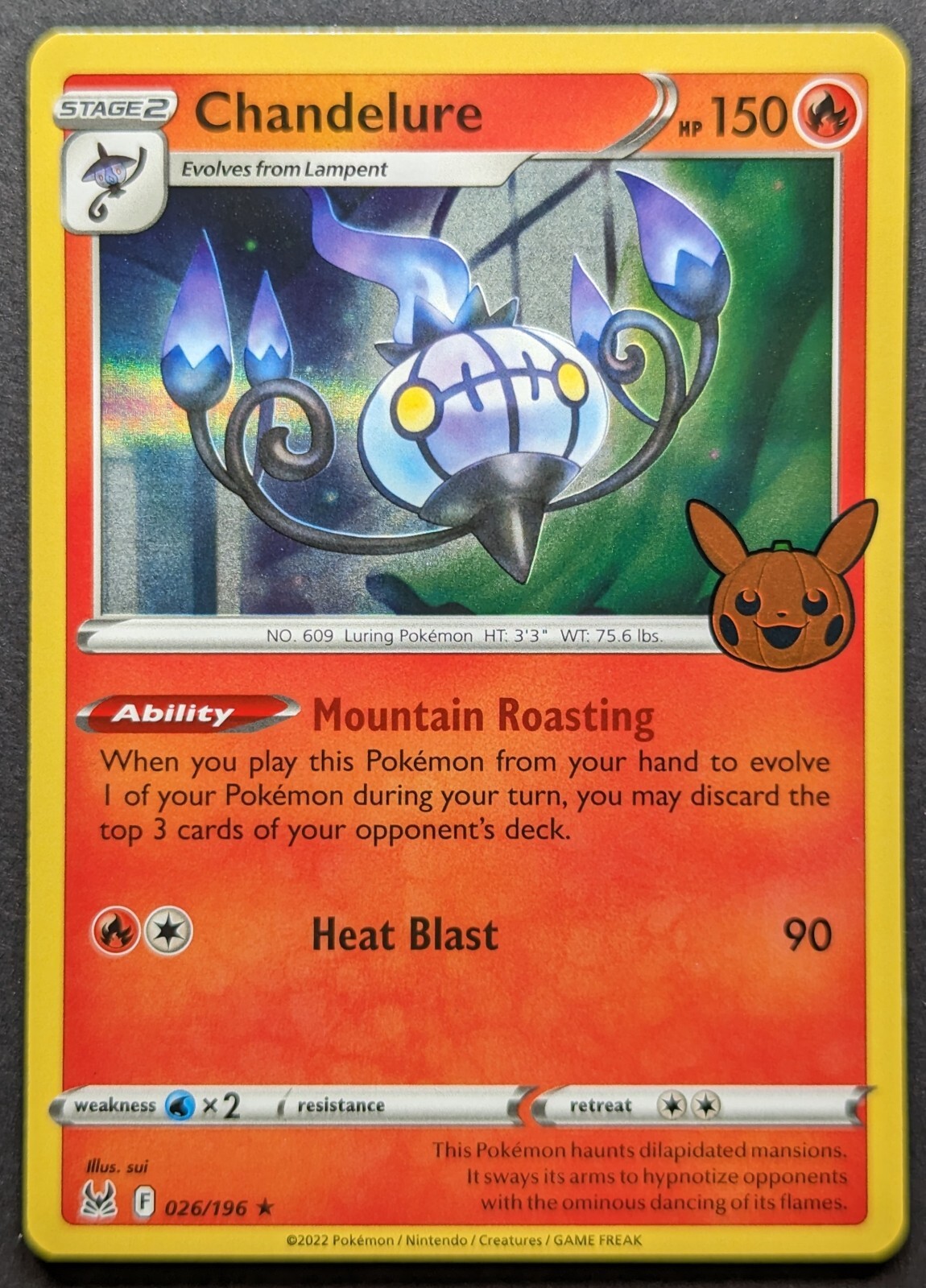 Chandelure 2022 Pokemon Trick or Trade Holo Card 026/196 (NM)