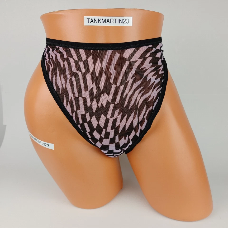 LANE BRYANT CACIQUE PLUS 18/20 THONG PANTY CHECK GEOMETRIC BLACK PINK SEXY - Image 2 of 4