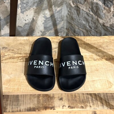 Givenchy Black White Logo Rubber Slide Sandals - size 5 US | eBay