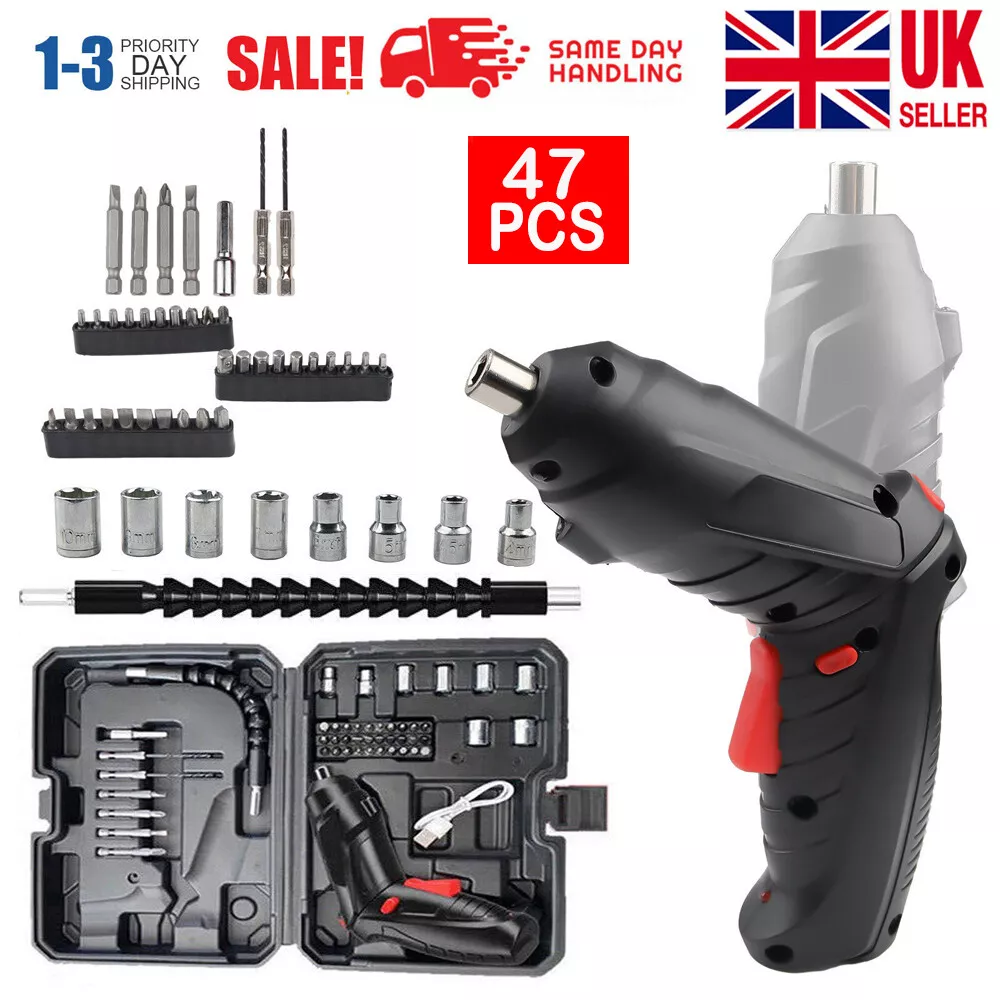 47Pcs Electric Screwdriver Cordless Drill Screwdriver Bits Set 3.6V Rechargeable
