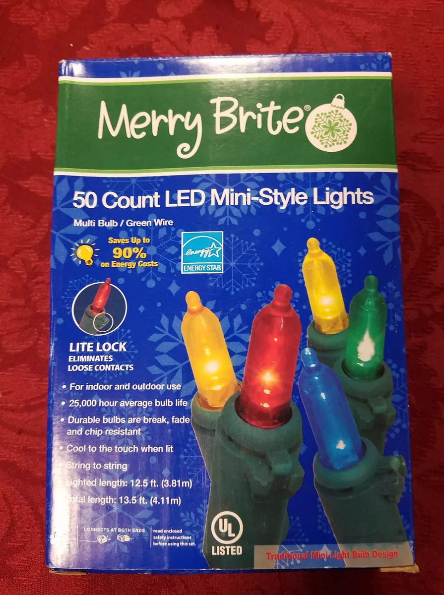 Merry Brite LED 50 ct Mini Style Lights Multi Color Christmas