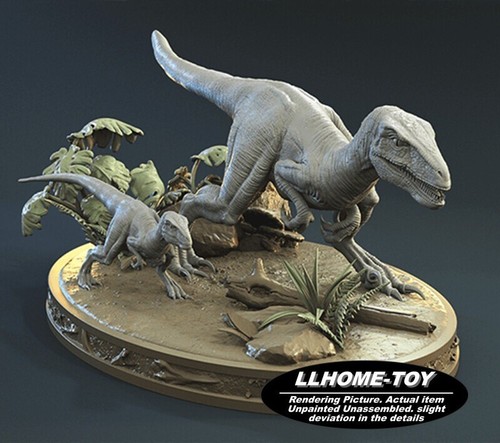 1/10 16*39cm Blue Raptor & Baby 3D Print Figure Model Kit Unpainted ...