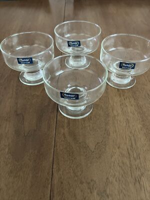 PASABAHCE Turkey VTG Fruit Clear Glass Sherbet Ice Cream Bowls Set of 4