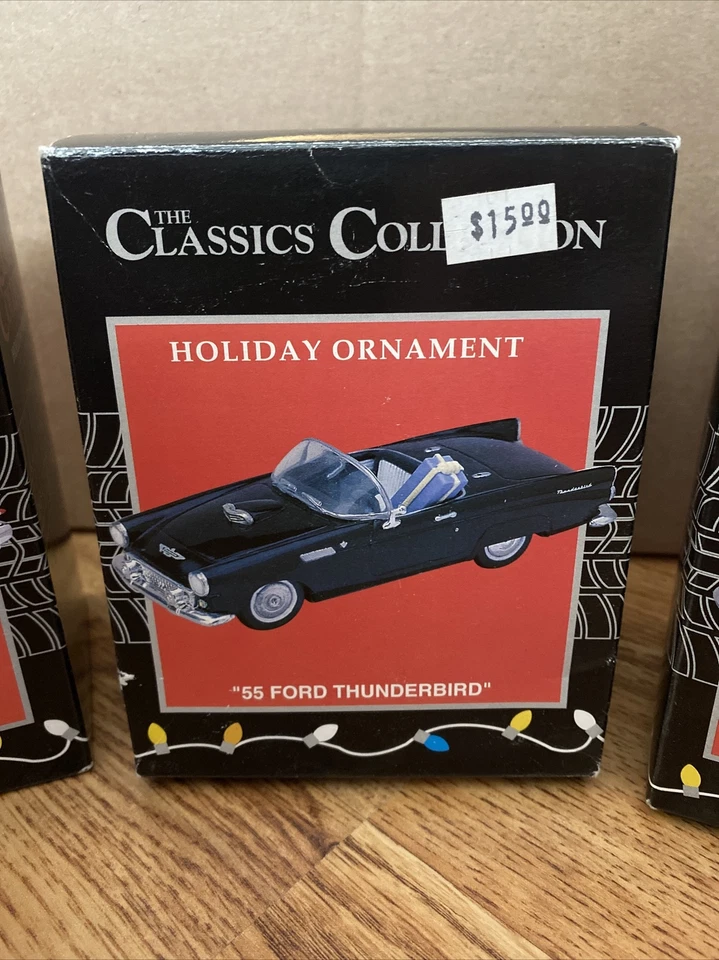 Enesco Cadillac, Thunderbird, Corvette caixa de enfeite de Natal coleção clássica - Imagem 4 de 4