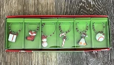 Pier 1 Imports Wine Glass Charms Drink Markers Christmas Red White Set of 6 NEW
