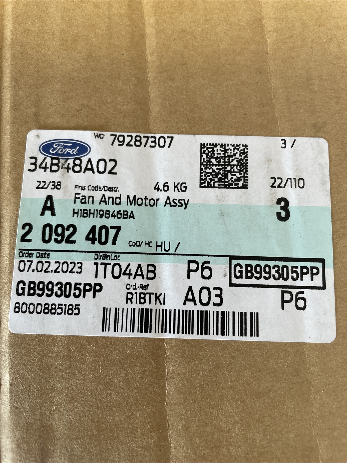 Genuine Ford Fiesta Mk8 Ecosport Heater Fan & Motor 2017- 2092407 