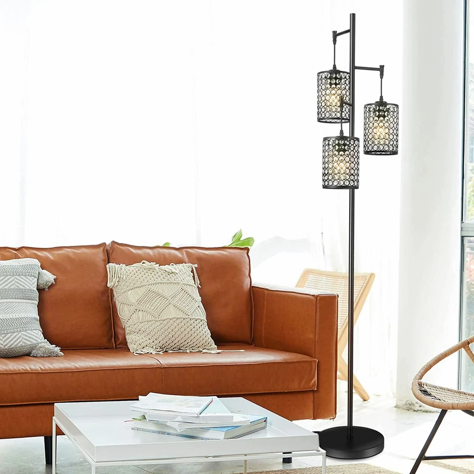 3-Light Tree Floor Lamp Standing Pole Light with Foot-Switch for Bedroom Reading - Image 3 of 4