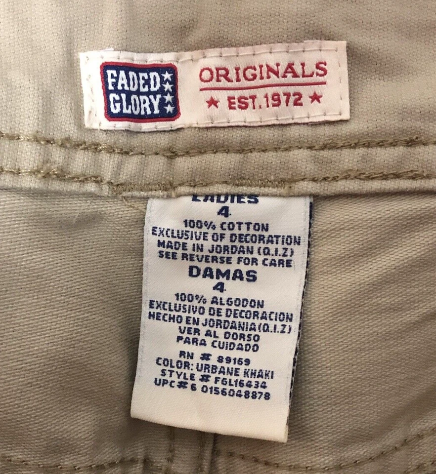 Faded Glory - Pantalón capri caqui urbano 100 % algodón para dama - Talla 4 Foto 3 de 4