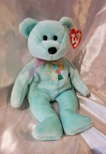 TY Beanie Babies Mint Green Bear in memory of ARIEL - AIDS charity Vintage 2000 