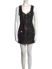 NWT Versace Lambskin Leather Black Mini Dress Size: US8, IT44