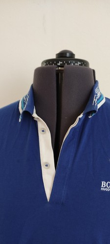 Hugo Boss Mens Casual Short Sleeve Polo Shirt Regular Fit Blue Cotton Size M - Picture 3 of 8