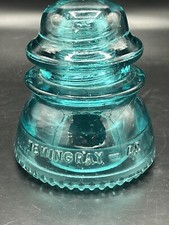 Vintage Hemingray 42 Electrical Glass Insulator Made in USA - Teal Blue Green