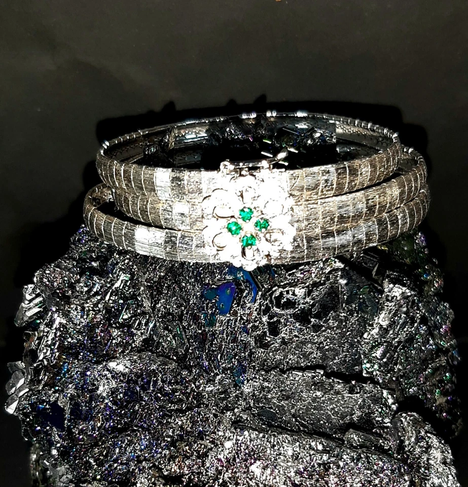  bracciale - argento -  con cristalli anni 50 - Immagine 2 di 4