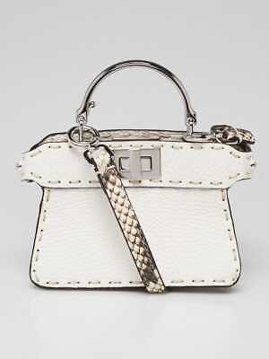 Fendi White Selleria Leather/Snakeskin Nano Peekaboo Maxi Fendi White Selleria Leather/Snakeskin Nano Peekaboo Maxi