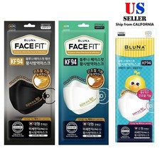 10 pack Authentic BLUNA KF94 Mask Black/White/Adult/Kids OFFICIAL US DEALER