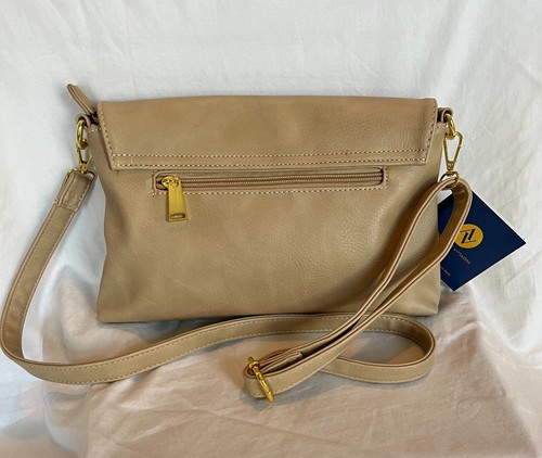 NWT Adrienne Vittadini $158 Tan Shoulder Crossbody PU Leather Bag Purse - Picture 3 of 13