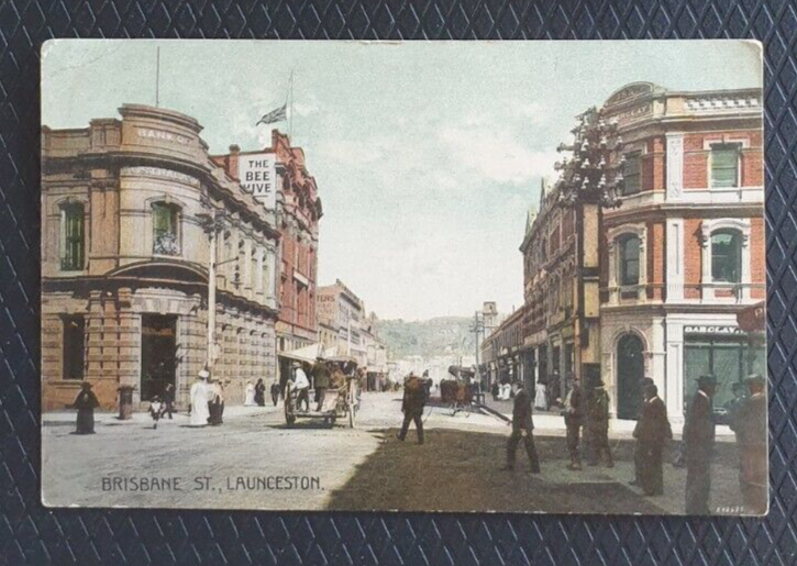 TASMANIA BRISBANE ST., LAUNCESTON COLOUR POSTCARD WITH STAMP 1913 eBay