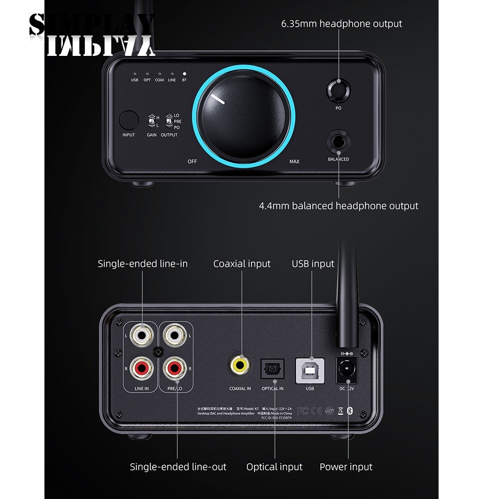 FiiO K7BT Fully Balanced Desktop High Performance DAC Headphone 
