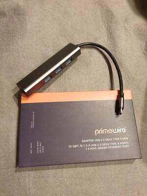 Primewire USB-Adapter USB 3.2 Gen2 Typ C HUB mit RJ45 Ethernet LAN Network