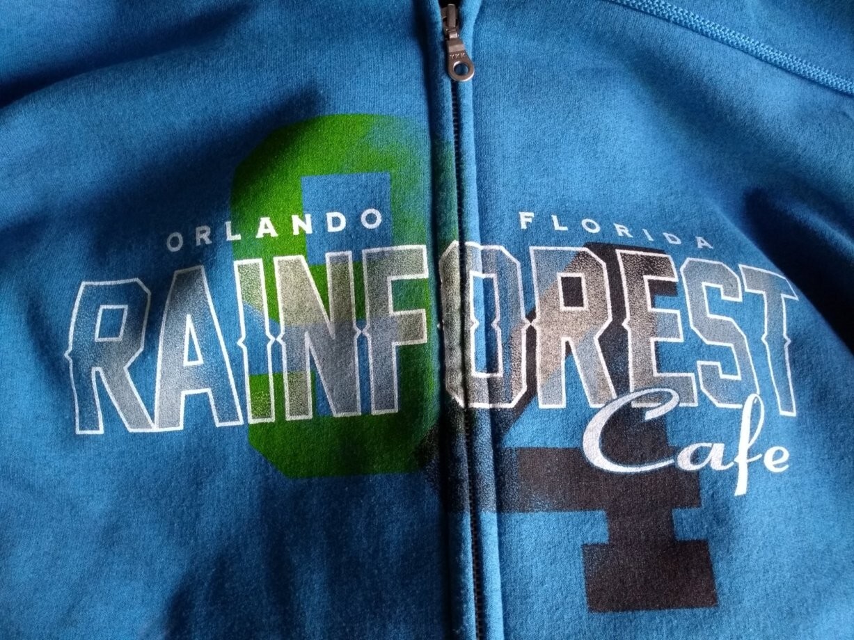 Rainforest Cafe Men's Zip Up Hoodie Sweatshirt Blue S… Gem