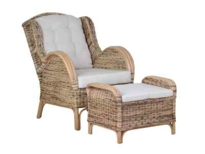 Sitzhocker Aus Rattan Im Landhausstil – 65x46x46 Cm, Mit Kissen, Farbe Honig | Massivholz Hocker Für Flur, Wohnzimmer & Als Fußbank