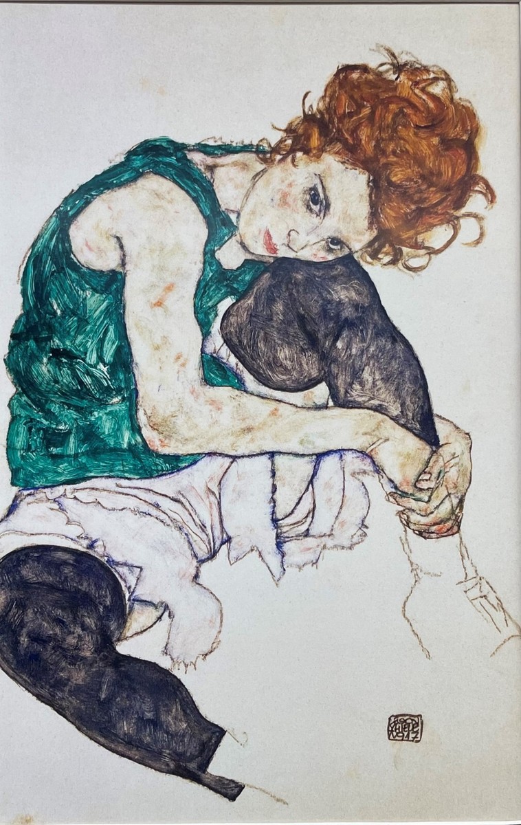 Egon Schiele 線画 木製フレーム付き Egon Schiele 線画 木製フレーム付き