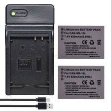 2X NB-10L Battery Charger For Canon G15 G16 G1X G3-X SX40 HS SX50 HS SX60 HS