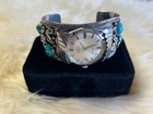 Cuff Bracelet Turquoise Cluster Navajo F. Arviso Sterling Watch