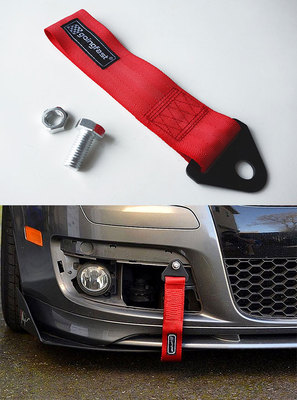Universal Racing Sport Tow Hook Strap Band High Strength Heavy Duty Loop Red