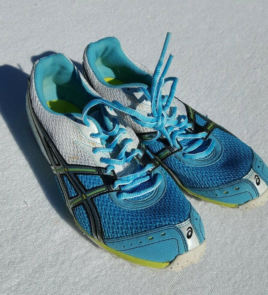 ASICS RUNNING SHOES TRACK SPIKES Women’s Size 9.5 Light Blue and White Colors-image
