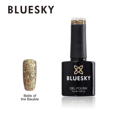 Bluesky 'Bell Of The BAUBLE' Nagellack – Limitierte Edition, Silber & Gold Glitzer Gel-Lack, Inkl. Glanztücher