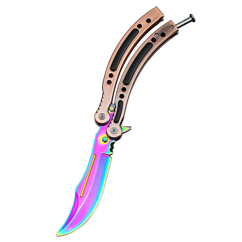CSGO Rainbow Butterfly knife Comb Metal Folding Practice Trainer