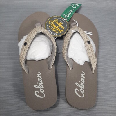 Cobian Womens Braided Bounce Cream Flip Flop Sandals Size 12 New In Pkg 
