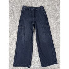 American Eagle Jeans Womens 8 Black Baggy Wide Leg Cargo Super High Rise