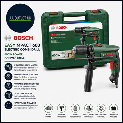 Bosch EasyImpact 600 Elektro-Kombi 600W Transportkoffer Bohrhammer modernes Design