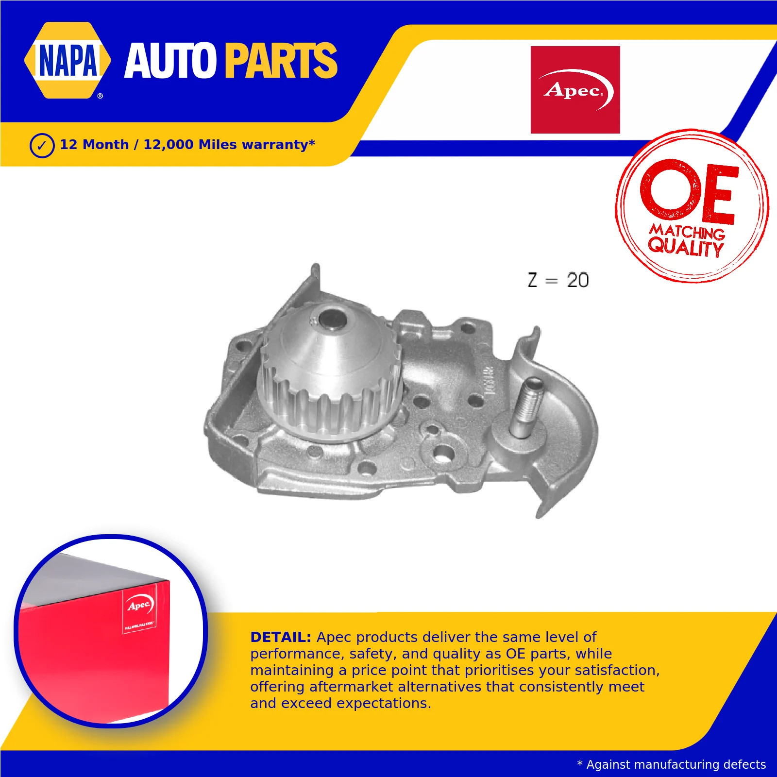 Water Pump fits DACIA LOGAN PICKUP 1.6 08 to 09 K7M710 Coolant 7700861686 Apec