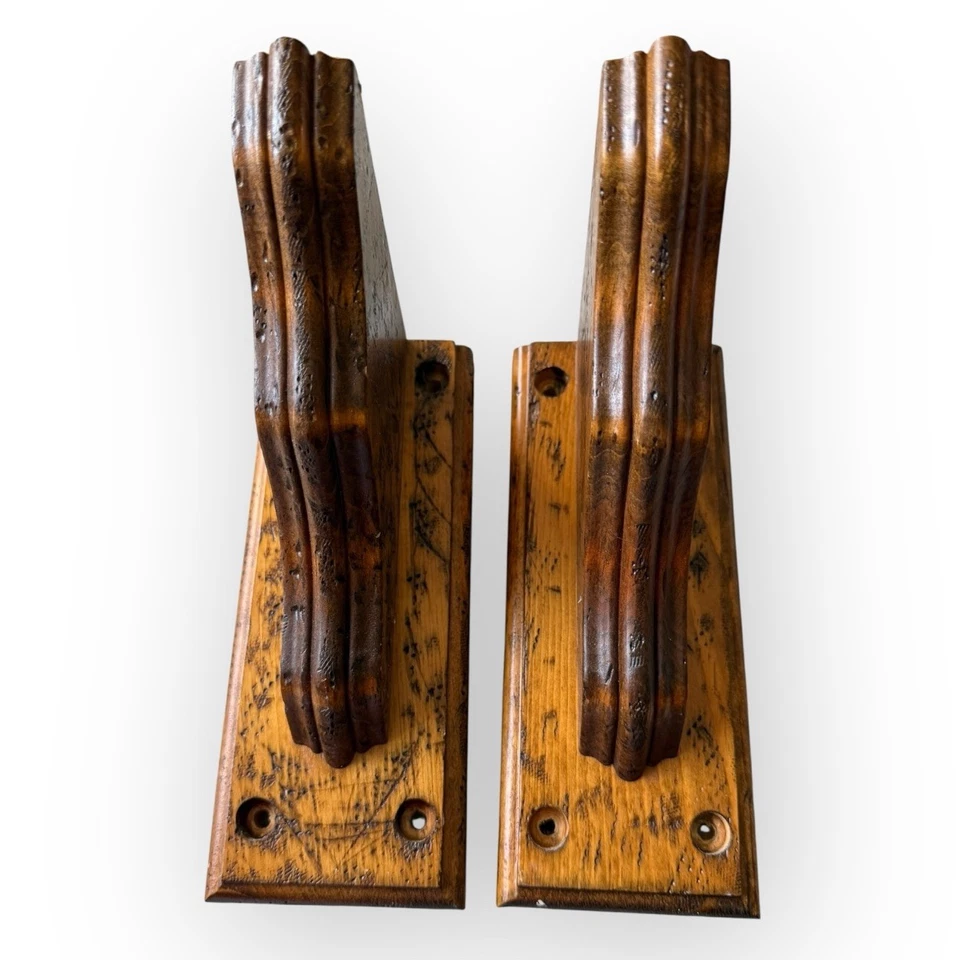 Juego de 2 soportes de ménsula de madera antigua francesa rústica recuperada Foto 2 de 4