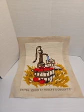 Vintage Finished  Needlepoint Art craft Concepts Apples & Pump 87T73354 12x14