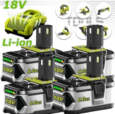 1-8X 18V 8Ah For RYOBI P108 18V One Plus High Capacity Lithium Battery/Charger