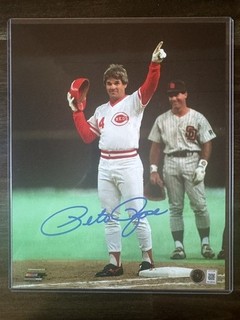 PETE ROSE CINCINNATI REDS SIGNED AUTO 8X10 HITS RECORD PHOTO BGS AUTOGRAPHED B