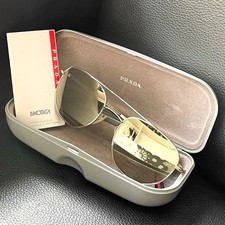 Excellent Condition PRADA LINEA ROSSA Sunglasses SPS 56S Gold Mirror Lens Double
