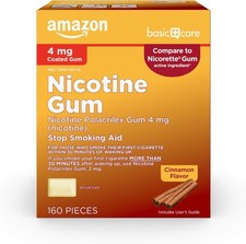 Amazon Basic Care Nicotine Polacrilex Coated Gum 4 mg nicotine , Cinnamon Flavo